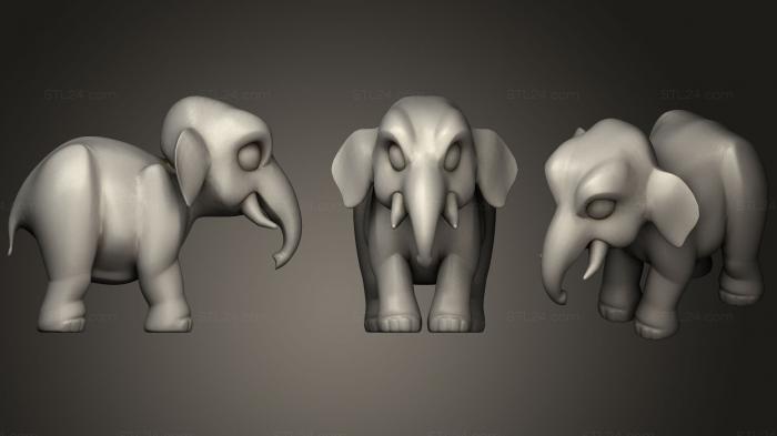 Статуэтки животных (Мультяшный Слоник9, STKJ_1676) 3D модель для ЧПУ станка
